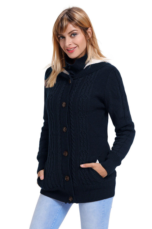 Long Sleeve Button-Up Hooded Cardigans